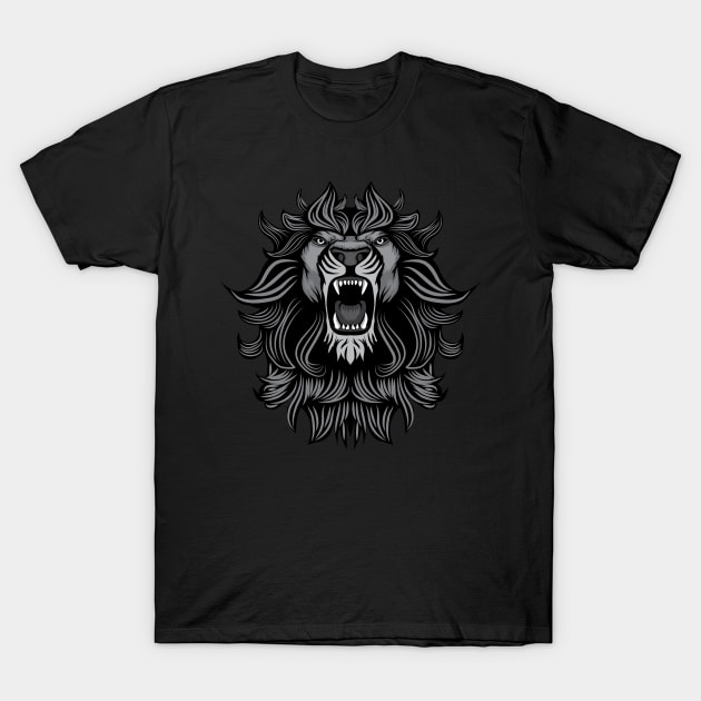 Lion head Roaring Face T-Shirt by Baggss